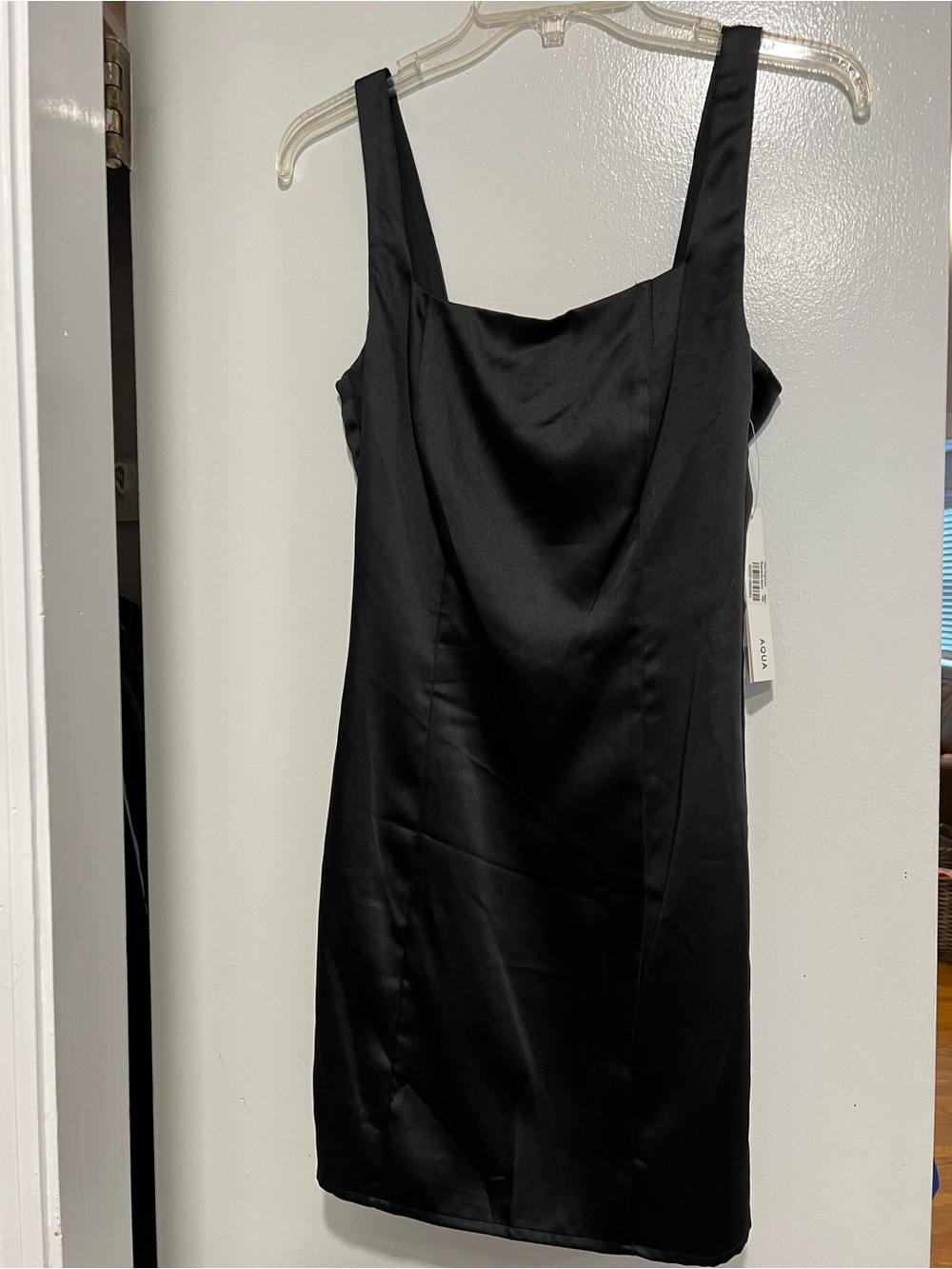 Aqua Black Satin Mini Dress